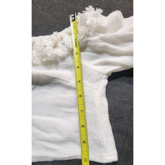 SKYLAR+MADISON White Bell Tassel Sleeve Top Crop Beach Boho Gypsy Festival NWT M - Picture 10 of 11